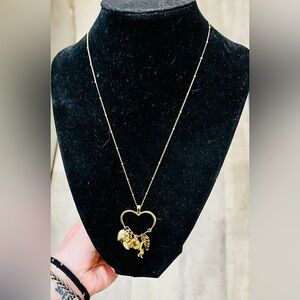 Gold Tone Heart Charm Necklace Valentine’s Day Gift